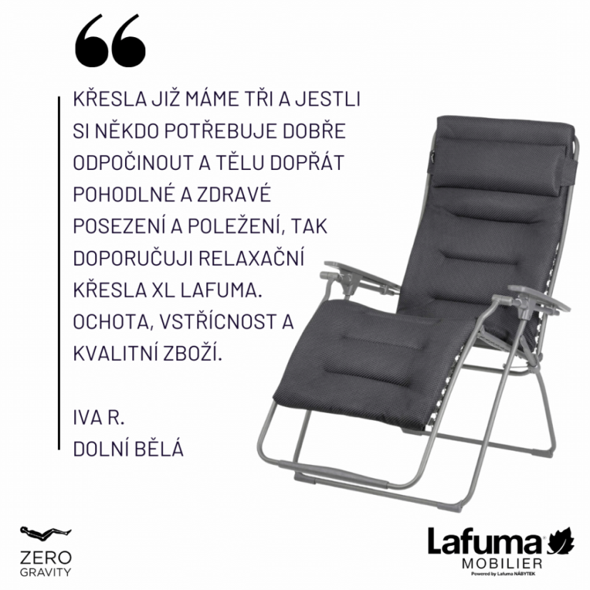 Relaxační křeslo Lafuma FUTURA XL BeComfort šedá Dark Grey