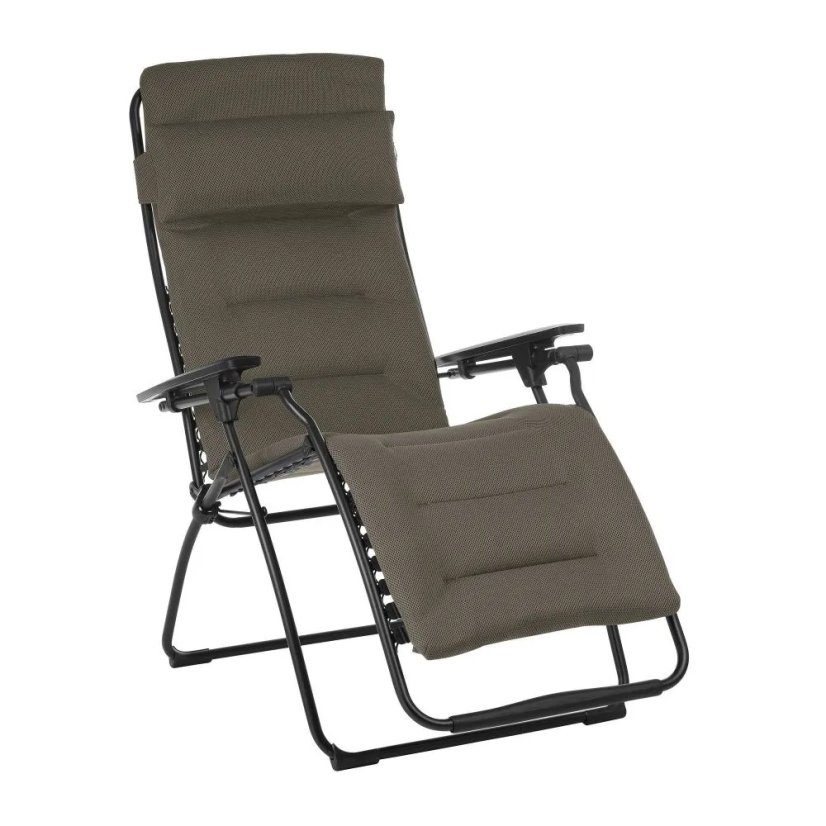 Relaxační křeslo Lafuma FUTURA AirComfort hnědá Taupe zpředu s posuvným podhlavníkem