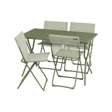 Sada BALCONY II – skládací stůl 120×70 cm + 4 ultra kompaktní židle | ColorBlock zelená Moss