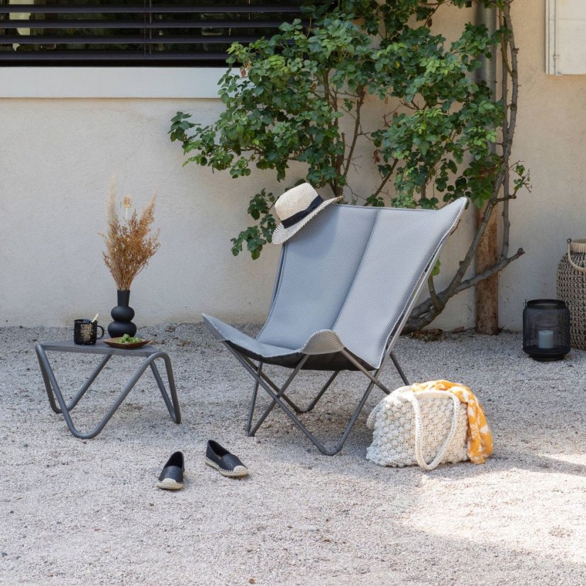 Motýlí křeslo POP UP XL BeComfort šedá Silver
