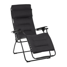 Relaxační křeslo Lafuma FUTURA, čelní pohled na potah AirComfort černá Acier.