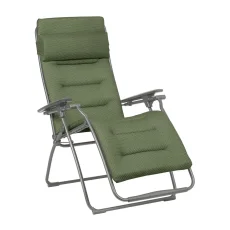 Relaxační křeslo Lafuma FUTURA BeComfort v zelené barvě Olive s polstrováním.
