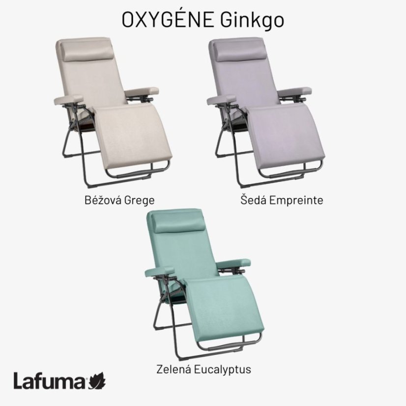 Farebné možnosti pre ležadlo Lafuma OXYGÈNE, vrátane béžovej farby Grege.