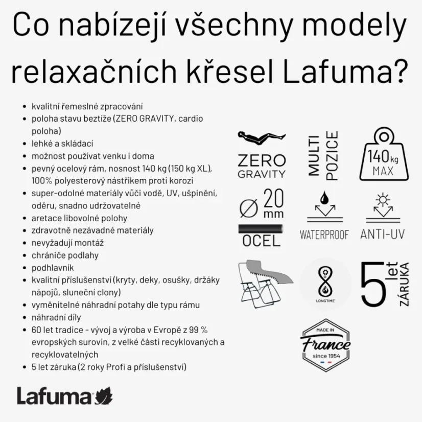 Relaxační křeslo Lafuma BAYANNE Hedona šedá Onyx