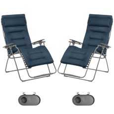 Zvýhodněná sada: 2× Relaxační křeslo Lafuma FUTURA XL BeComfort modrá Bleu Encre + 2× držák nápojů ZDARMA