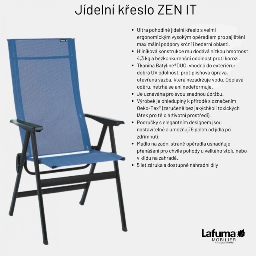 Venkovní jídelní křeslo ZEN IT BeComfort šedá Silver