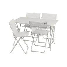 Sada BALCONY II – skládací stůl 120×70 cm + 4 ultra kompaktní židle | ColorBlock béžová Seigle