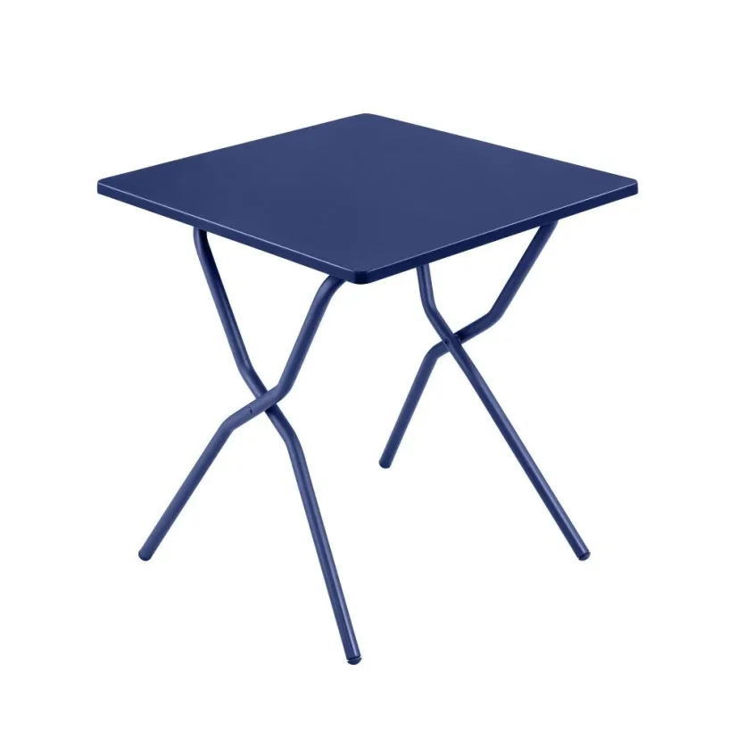 Sada skládací čtvercový venkovní stůl ocel a 2 židle BALCONY II ColorBlock modrá Indigo
