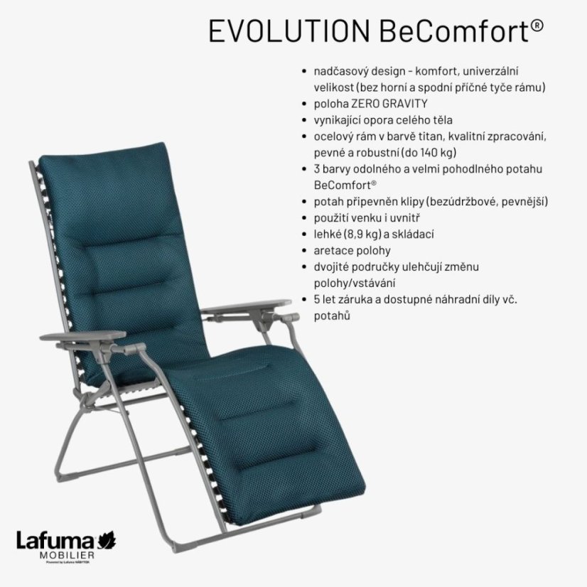 Relaxační křeslo EVOLUTION BeComfort šedá Silver