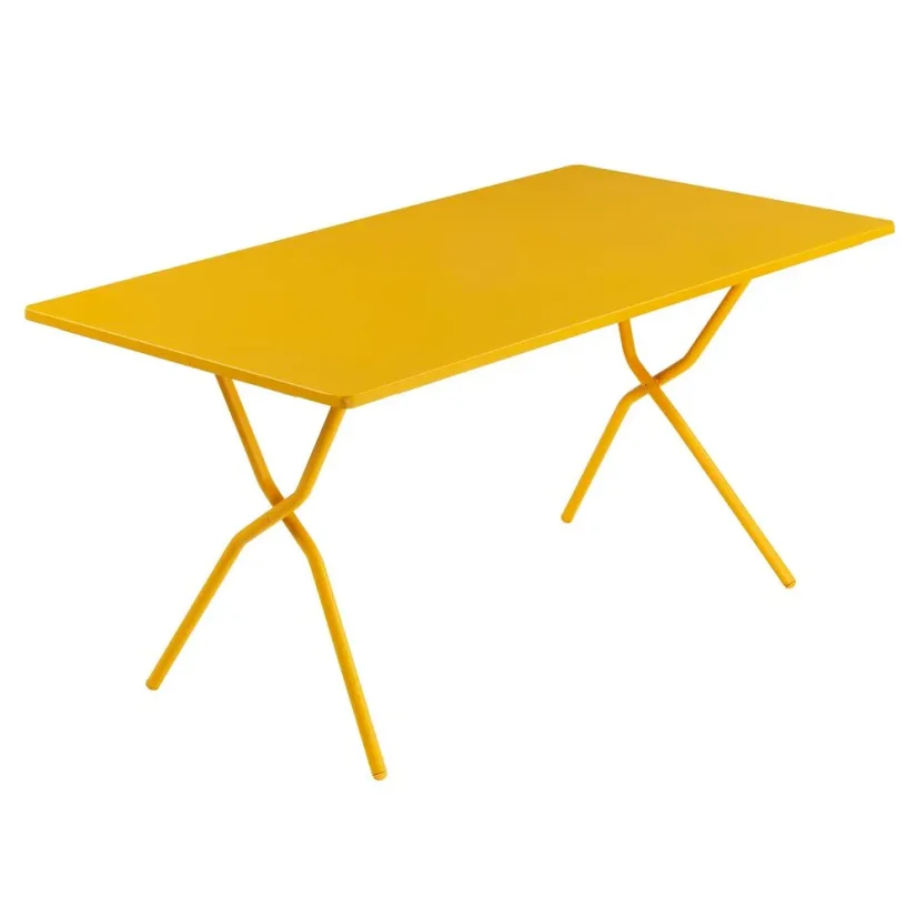 Sada BALCONY II – skládací stůl 140×80 cm + 6 ultra kompaktních židlí | ColorBlock žlutá Miel