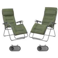 Zvýhodněná sada: 2x Relaxační křeslo FUTURA BeComfort zelená Olive (vel. standard a XL) + 2× držák nápojů ZDARMA