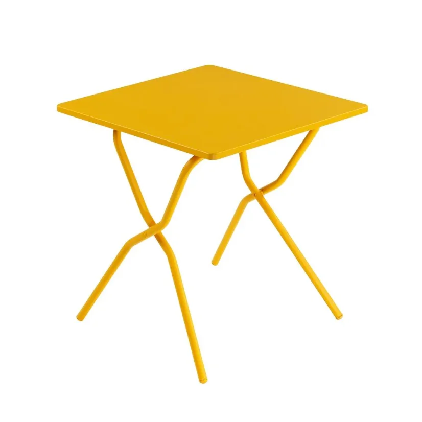 Sada BALCONY II – skládací stůl 64×70 cm + 2 ultra kompaktní židle | ColorBlock žlutá Miel