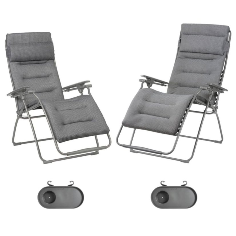 Zvýhodněná sada: 2x Relaxační křeslo FUTURA BeComfort šedá Silver (vel. standard a XL) + 2× držák nápojů ZDARMA