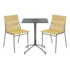 Profi sada venkovní stůl a 2 židle bez područek HORIZON - šedá Titan, Batyline®DUO žlutá Safran