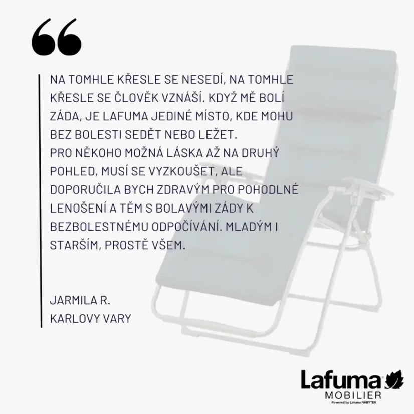 Relaxační křeslo Lafuma FUTURA XL BeComfort zelená Olive – ZERO GRAVITY, nosnost 150 kg