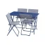 Sada BALCONY II – skládací stůl 120×70 cm + 4 ultra kompaktní židle | ColorBlock modrá Indigo