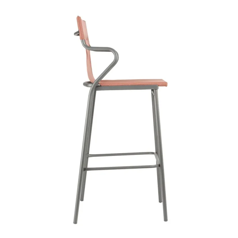 Profi venkovní vysoká židle s područkami HORIZON šedý rám BatylineDUO oranžová TerreCuite.