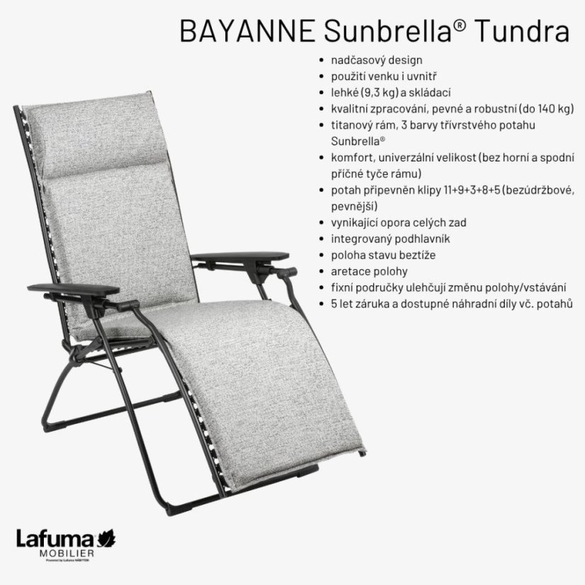 Relaxační křeslo Lafuma Mobilier BAYANNE Tundra modrá Cobalt