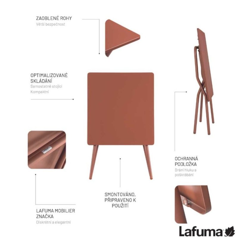 Skládací venkovní stůl Lafuma BALCONY II modrá Indigo – 64×70 cm