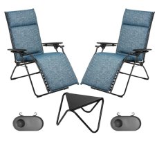 Valentínska sada 2 relaxačných kresiel BAYANNE Tundra Blue Cobalt