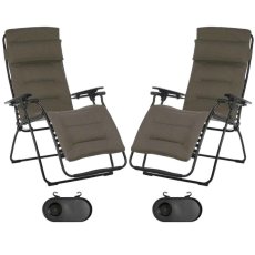 Sada 2 relaxačních křesel Lafuma FUTURA AirComfort hnědá Taupe s držáky nápojů