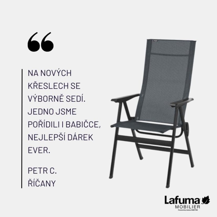 Zvýhodněná zahradní jídelní sada ANYTIME pro 2–4 osoby – stůl HPL Ciment + 4 křesla ZEN IT + koberec MARSANNE