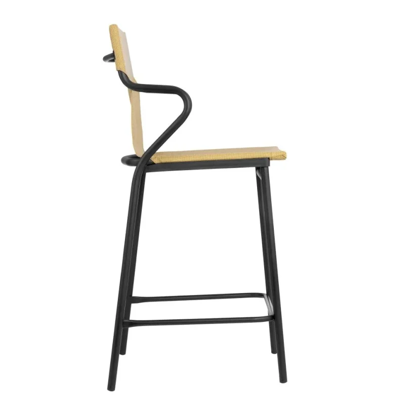 Profi venkovní střední židle s područkami HORIZON černý rám BatylineDUO žlutá Safran.