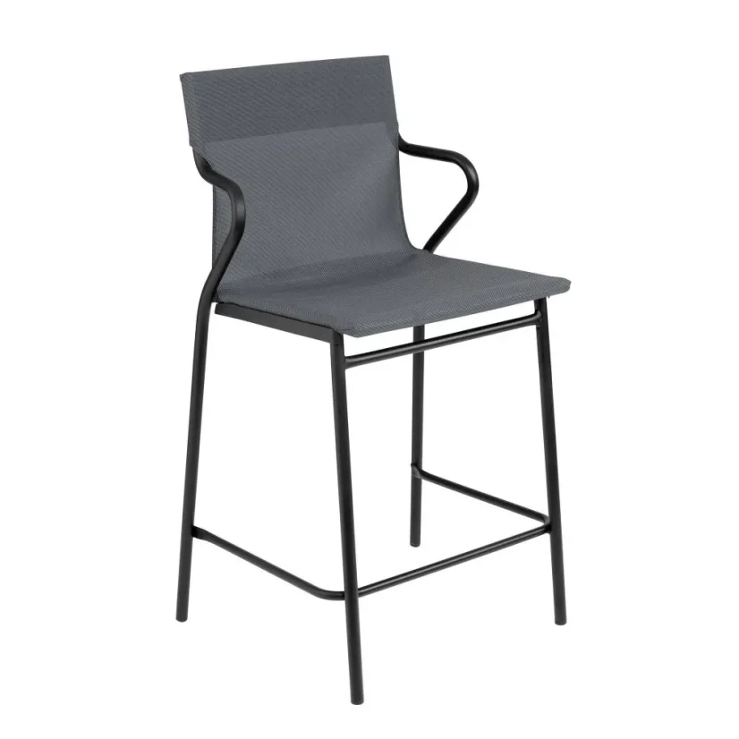 Profi venkovní střední židle s područkami HORIZON černý rám BatylineDUO šedá Storm.