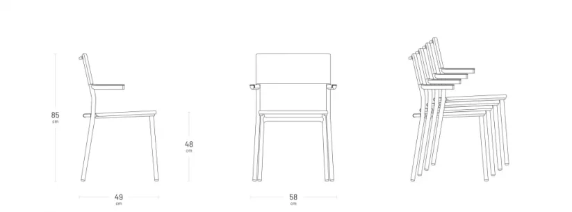 Venkovní jídelní židle Lafuma ORON - Barva potahu: Šedá Galet, Potah: BatylineDUO, Barva rámu: Šedá Titan, Typ židle: Bez područek