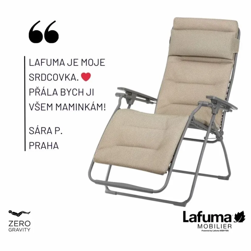 Relaxační křeslo Lafuma FUTURA BeComfort hnědá Moka – ZERO GRAVITY, nosnost 140 kg