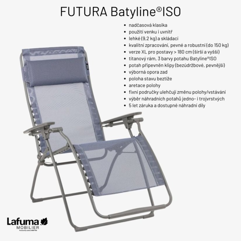 Relaxační křeslo Lafuma Mobilier FUTURA BatylineISO hnědá Graphite