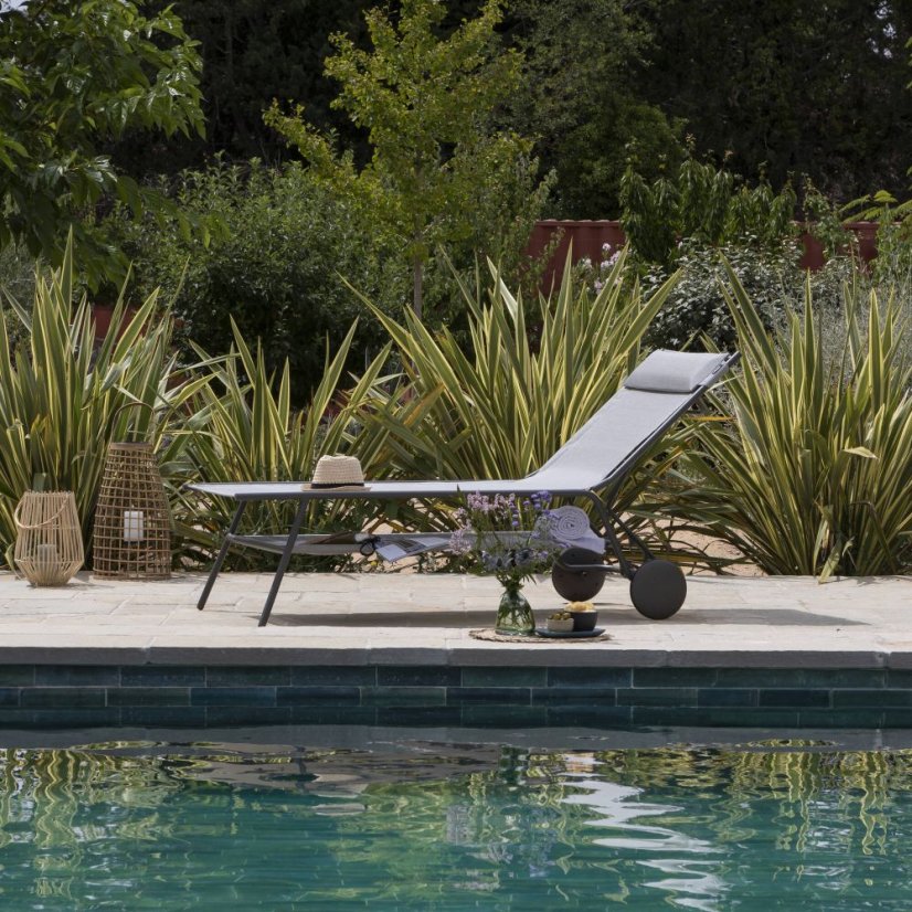 Opalovací lehátko vysoké MIAMI II HAUT BatylineDUO Šedá Galet