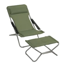 Zvýhodněná sada: Polohovací lehátko TRANSABED BeComfort zelená Olive + podnožka NEXT BeComfort zelená Olive