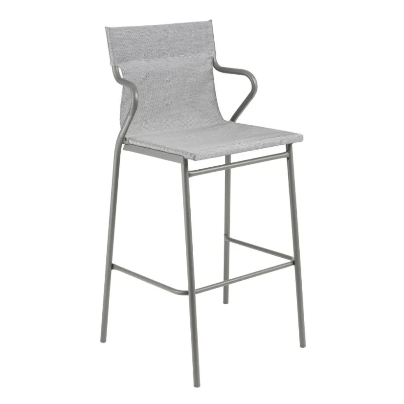 Profi venkovní vysoká židle s područkami HORIZON šedý rám BatylineDUO šedá Pearl.