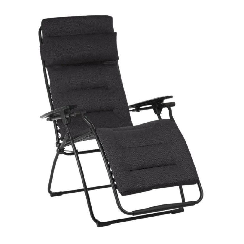 Relaxační křeslo Lafuma FUTURA, čelní pohled na potah AirComfort černá Acier.