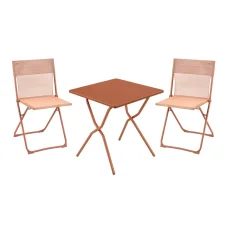 Súprava BALCONY II – skladací stôl 64×70 cm + 2 ultrakompaktné stoličky | ColorBlock oranžová Canyon