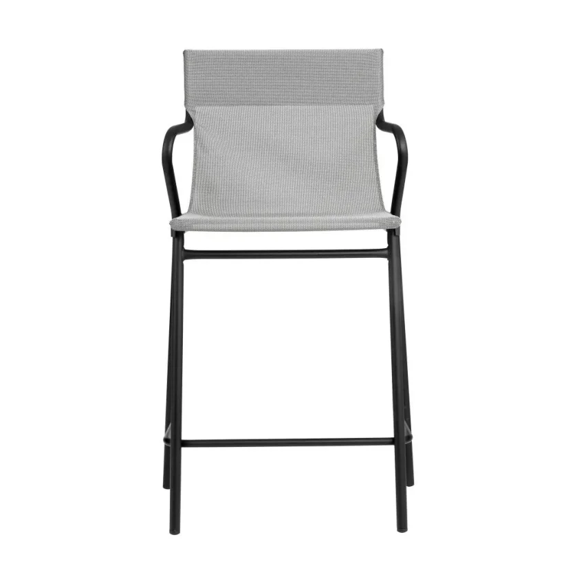 Profi venkovní střední židle s područkami HORIZON černý rám BatylineDUO šedá Pearl.