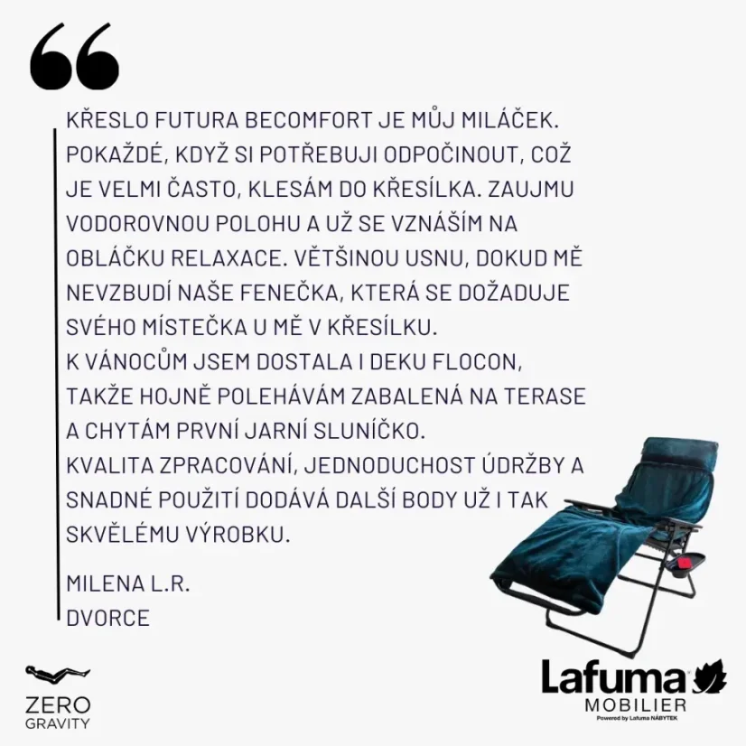 Relaxační křeslo Lafuma FUTURA BeComfort hnědá Moka – ZERO GRAVITY, nosnost 140 kg