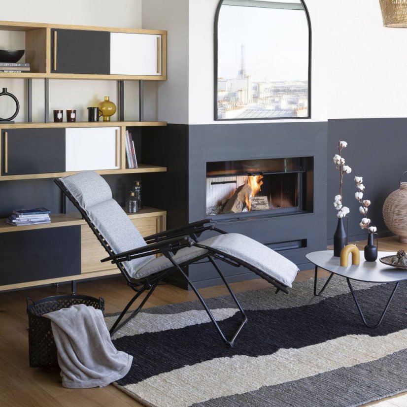 Venkovní nízký stůl COCOON černá Noir, HPL šedá Ciment