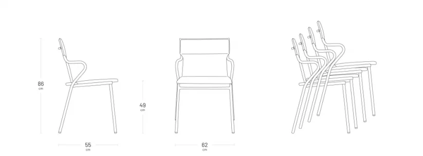 Venkovní jídelní židle Lafuma ANCÔNE - Barva potahu: Béžová Latte, Potah: Hedona, Barva rámu: Šedá Titan