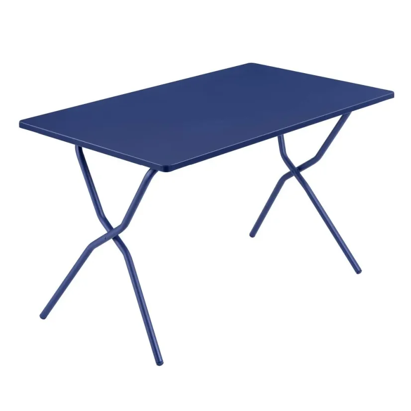 Sada BALCONY II – skládací stůl 120×70 cm + 4 ultra kompaktní židle | ColorBlock modrá Indigo