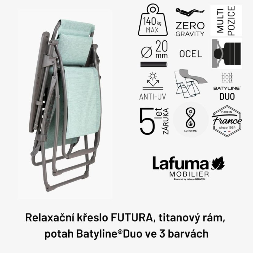 Relaxační křeslo Lafuma FUTURA BatylineDUO modrozelená Mistral