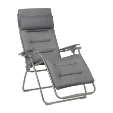 Relaxační křeslo Lafuma FUTURA BeComfort v šedé barvě Silver s polstrováním.