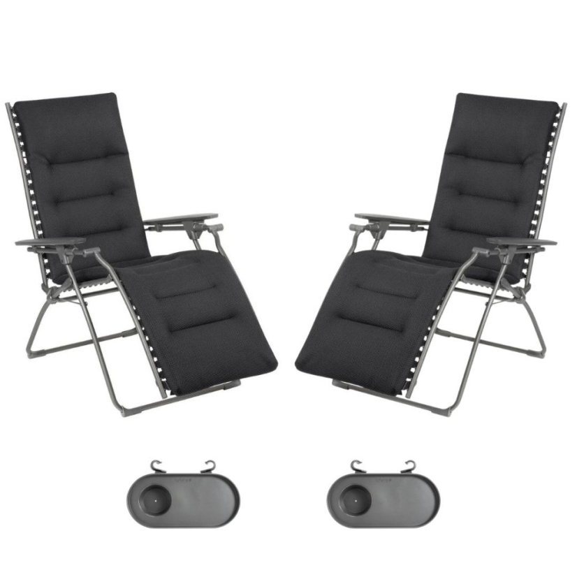 Zvýhodněná sada 2 Relaxační křeslo EVOLUTION BeComfort šedá Dark Grey + 2× držák nápojů ZDARMA