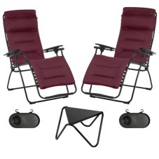 Valentýnská sada: 2 relaxační křesla FUTURA AirComfort červená Bordeaux se stolkem VOGUE