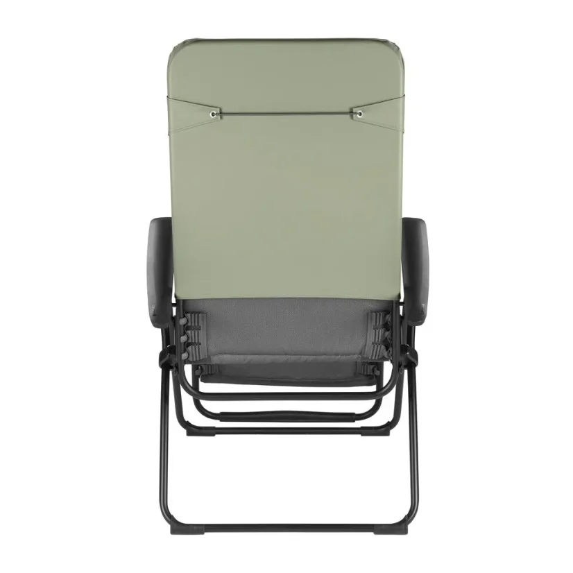 Zadní pohled na zdravotní křeslo Lafuma VITAL zelená Sauge s virucidním potahem, zadní pohled.