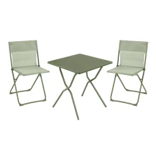 Sada BALCONY II – skládací stůl 64×70 cm + 2 ultra kompaktní židle | ColorBlock zelená Moss