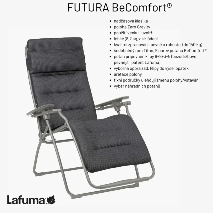 Relaxační křeslo Lafuma FUTURA BeComfort hnědá Moka