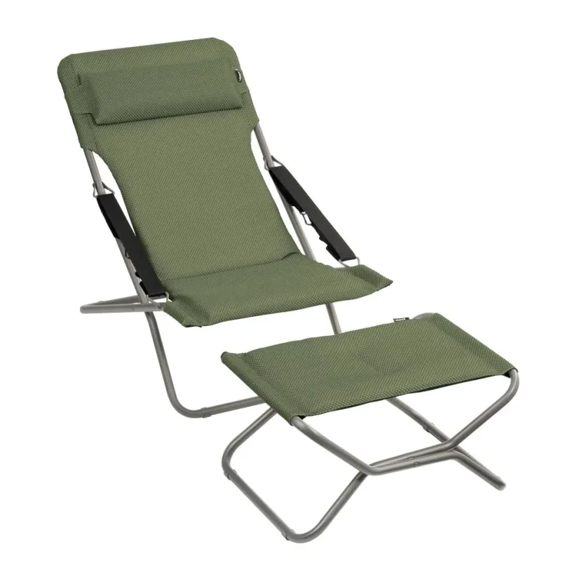 Zvýhodněná sada: Polohovací lehátko TRANSABED BeComfort zelená Olive + podnožka NEXT BeComfort zelená Olive