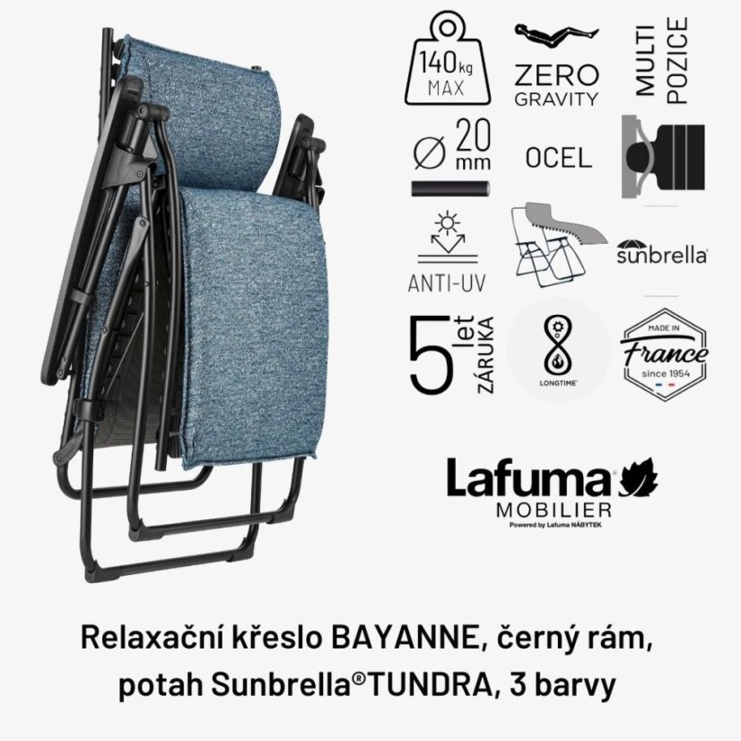 Sada 2 Relaxační křeslo BAYANNE Tundra modrá Cobalt s dekami SELENE